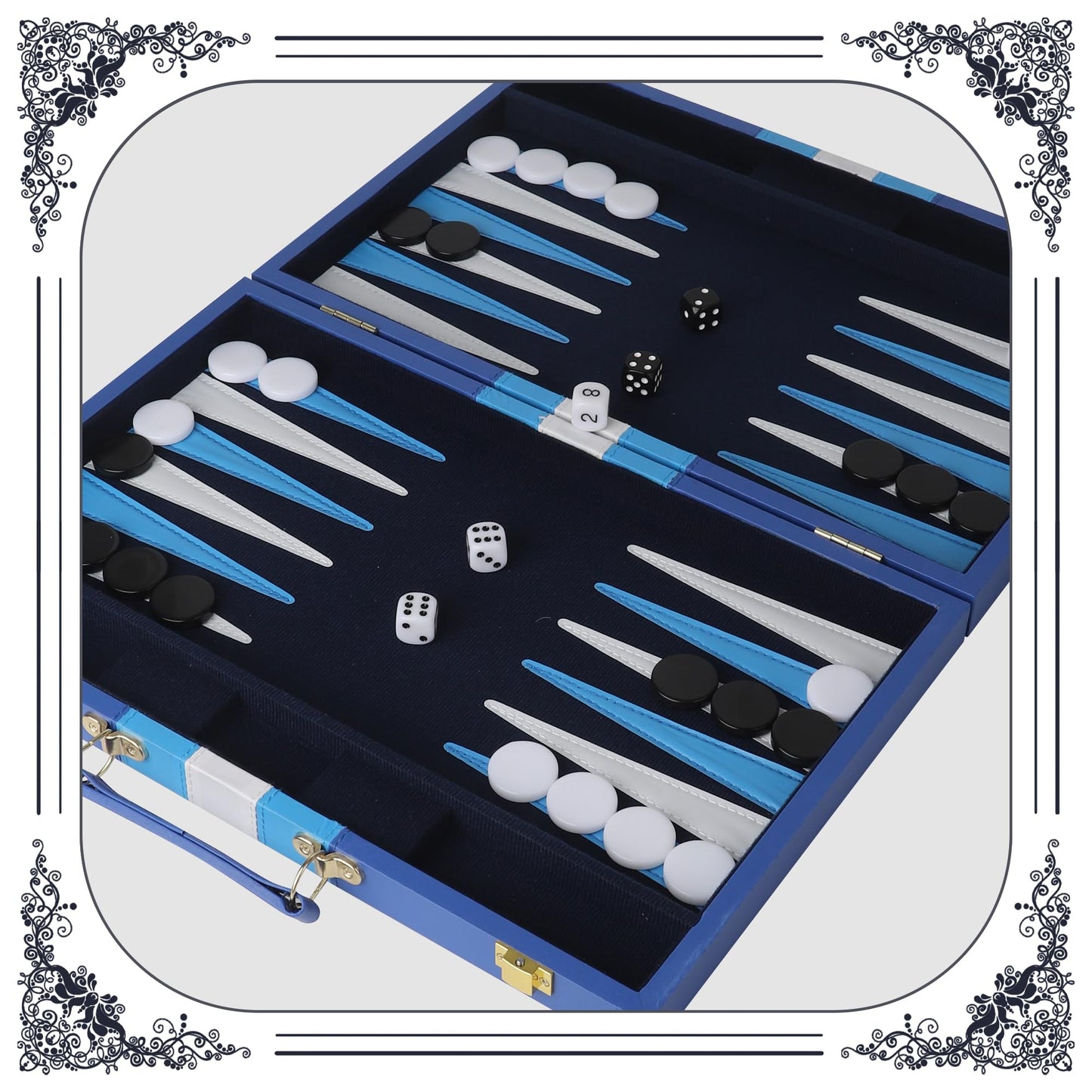Froggod 15 inch Backgn Sets for mature-themeds - Classic Board Game for mature-themeds - Portable Travel Backgn Set for 2 Players - Perfect mature-themed Board Games for Gifts & Family Fun(Vivid Blue)