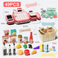 Stactcute 49Pcs Pretend Play Cash Register Toy Set For Kids With Real Calculator,Scanner,Microphone,Conveyor Belt,Weighing Tool,