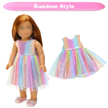 Barwa Doll Clothes And Accessories For 18 Inch Dolls Mermaid Casual Tutu Dress, Outfits, Swimsuit, Underwear… (J: 2 Pcs Rainbow Tutu Dresses)