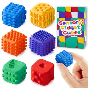 Fidget Cube Toys For Kids Adults Textured Silicone Sensory Cubes Quiet Fidgetstoys For Autism Adhd Teen Silent Office Stress Toy