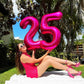 25 Balloon Number, Hot Pink Number 25Th Birthday Balloons 40 Inch, 25 Or 52 Years Old Hot Pink Birthday Decorations For Men Wome