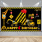 Construction 4Th Birthday Banner Decorations For Boys Kids, Dump Truck Construction Theme Four Birthday Party Supplies, Excavato