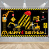 Construction 4Th Birthday Banner Decorations For Boys Kids, Dump Truck Construction Theme Four Birthday Party Supplies, Excavato