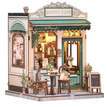 Endless Limit Book Nook Kit  DIY Miniature House Kits for mature-themed and Teens  Dollhouse Tiny Booknook Garden House Bookshelf  DIY Craft Gifts for Family and Friends(Sunny Cafe)