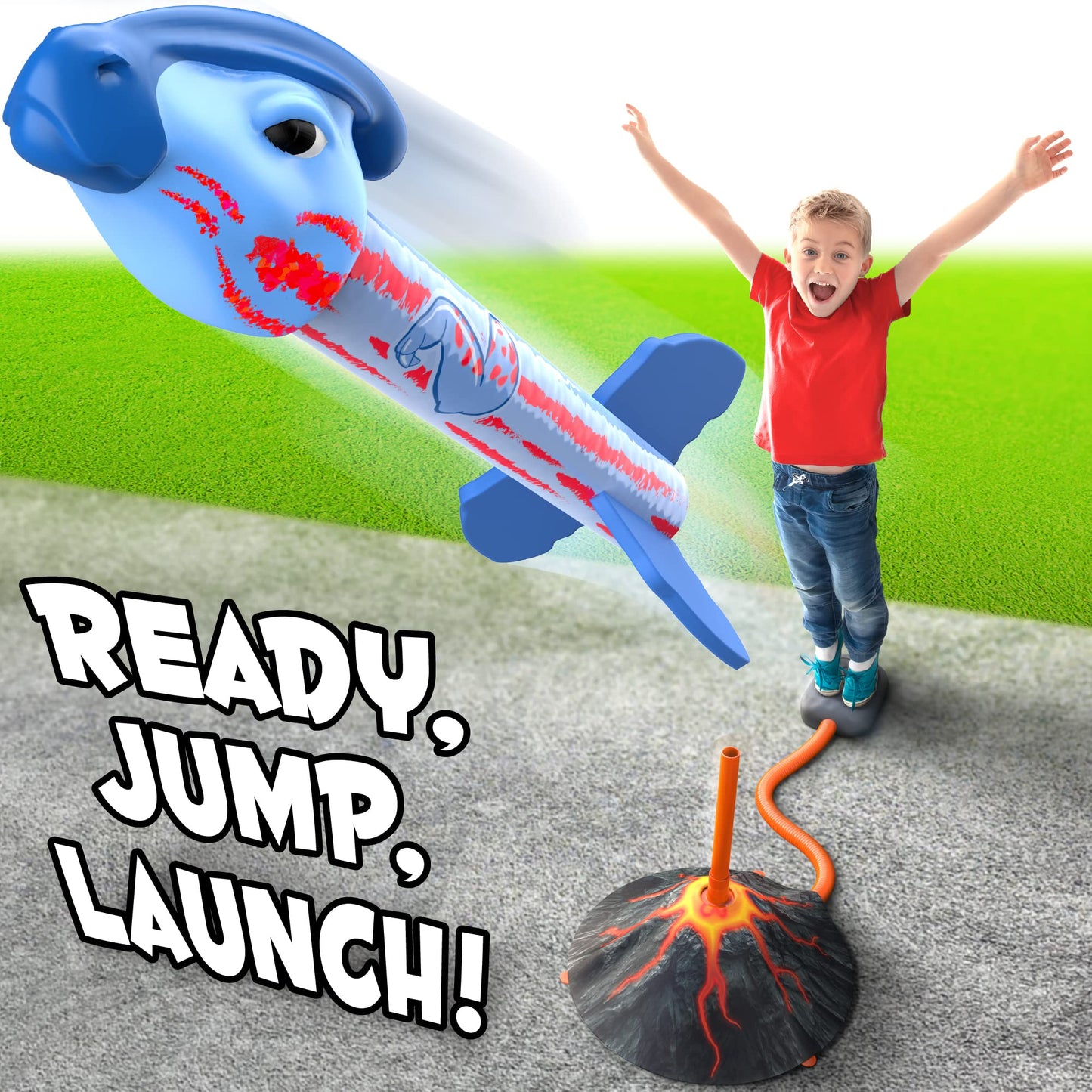 Dino Blasters, Rocket Launcher For Kids - Soars 100 Feet. Kids Outdoor Toys, Birthday Gift, For Boys & Girls Ages 3-6 Years Old - Toddler Outside Toys 4-8, Dinosaur Toy, Kids