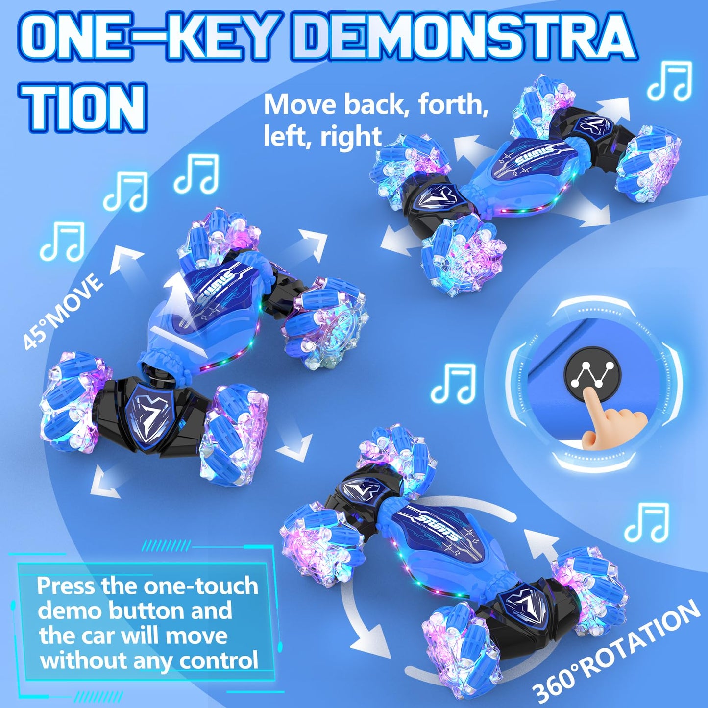 TinyFunz Gesture Sensing Remote Control Car Toys - Drift RC Stunt Car for Kids | 360 Rotating 4WD Transform RC Cars | 2.4Ghz Han