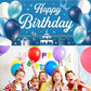 Blue Birthday Party Backdrop Blue Happy Birthday Banner Blue Photography Background For Home Decorations Party Supplies 70.8 X 4
