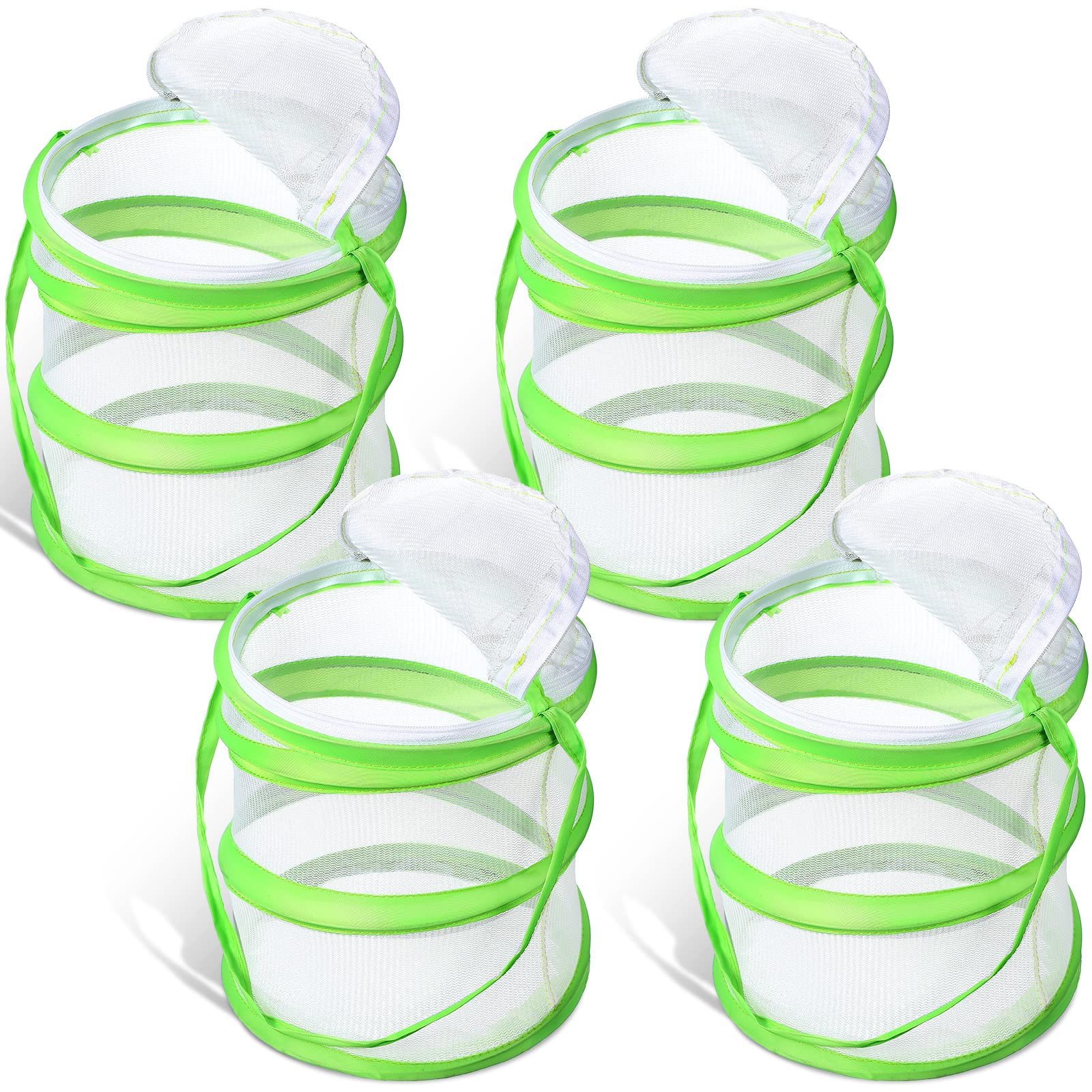 Sherr 4 Pack Butterfly Habitat Cage Clear Mesh Mini Butterfly Net Habitat Container, Terrarium Pop up(5.5 x 7.1 Inch)