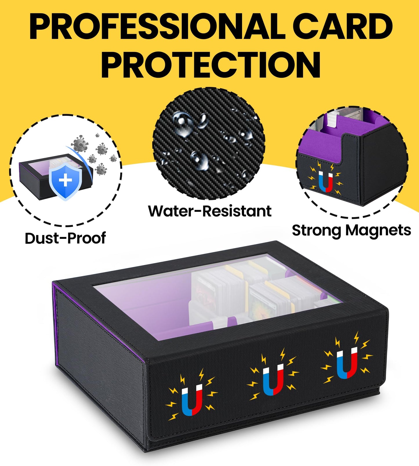 NEWLOOP Trading Card Storage Box - 2400+ Commander Card Deck Case with See-through Display Top for Magic the Gathering PKM YuGiO