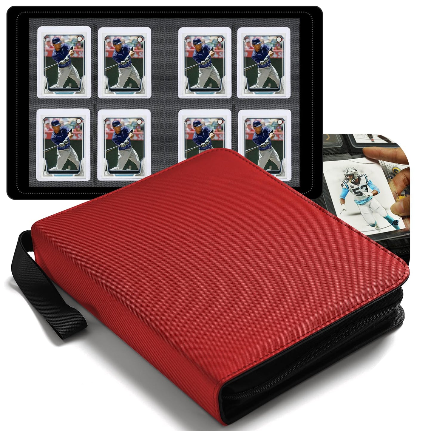 Toploaders Binder Portable 4 Pockets Trading Card Holder Albums for Sports  Trading  and Gaming Cards Red