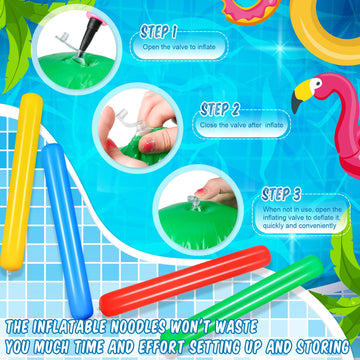 Deekin 4 Pcs Pool Inflatable Sticks Inflatable Pool Noodles Colorful Pvc Outdoor Water Games Giant Blow Up Pool Noodles Pool Stick Noodles For Swimming Pools Adults Beach Lake Party, 41.34 Inch