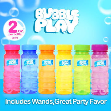 BubblePlay Bubble Bottle 36 Pack - 4oz Bubbles for Kids, 5 Hole Bubble Wand Blower, Bubble Solution with Wands - Outdoor Summer