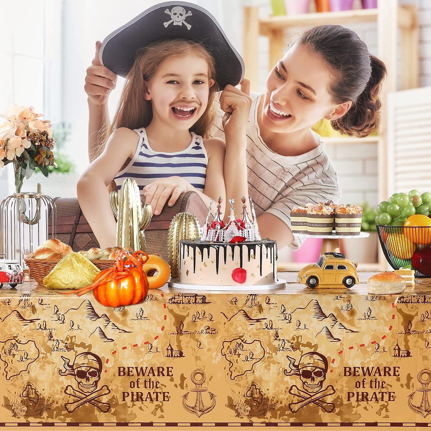 Pirate Party Tablecloth Treasure Map Tablecover Plastic Island Treasure Table Covers Pirate Nautical Party Supplies for Treasure