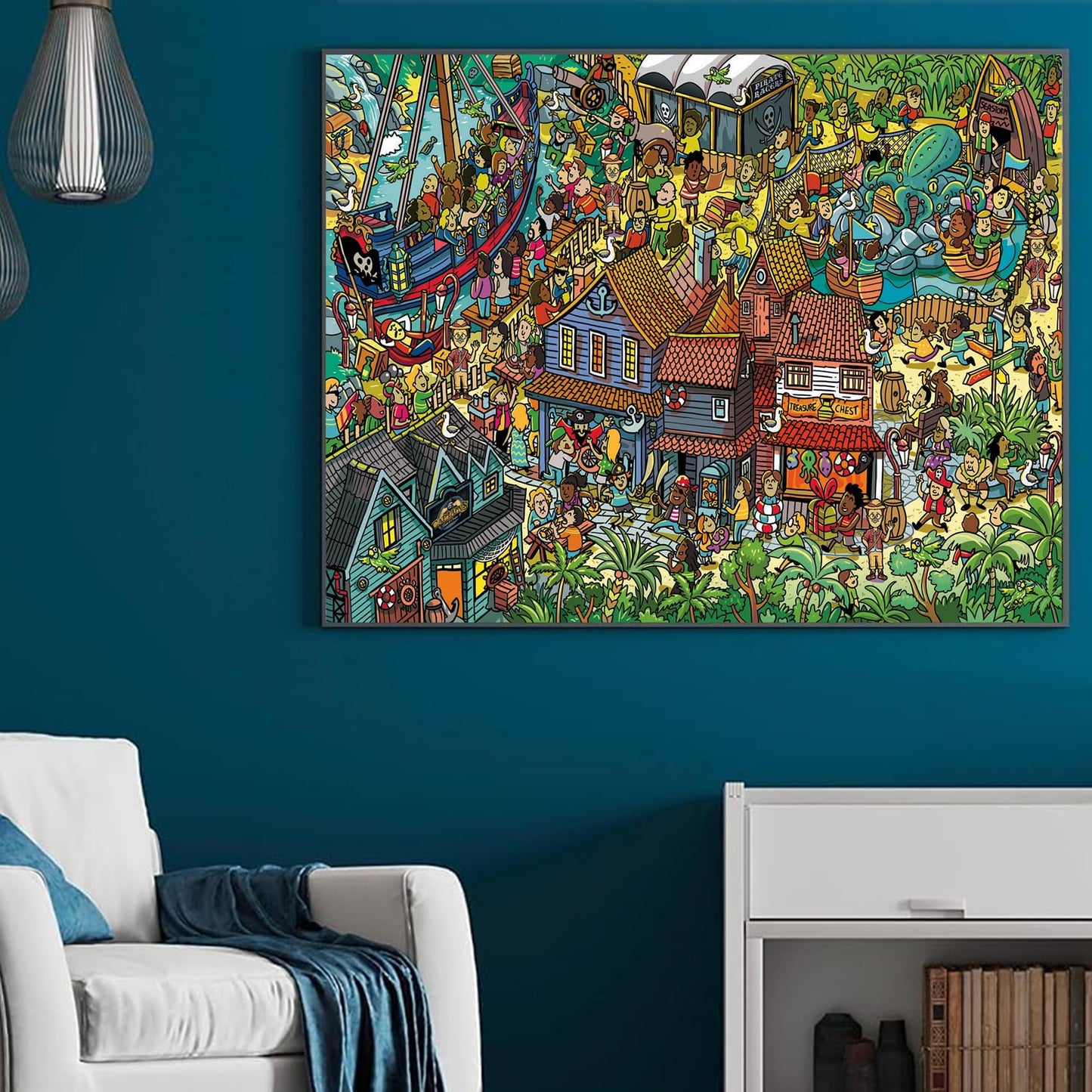 Jigsaw Puzzles For Adults, 1000 Pieces Pirate Park Puzzle, Cartoon Painting Challenging Puzzles For Family Activity Game Nights Gifts Fidget Stress Relief