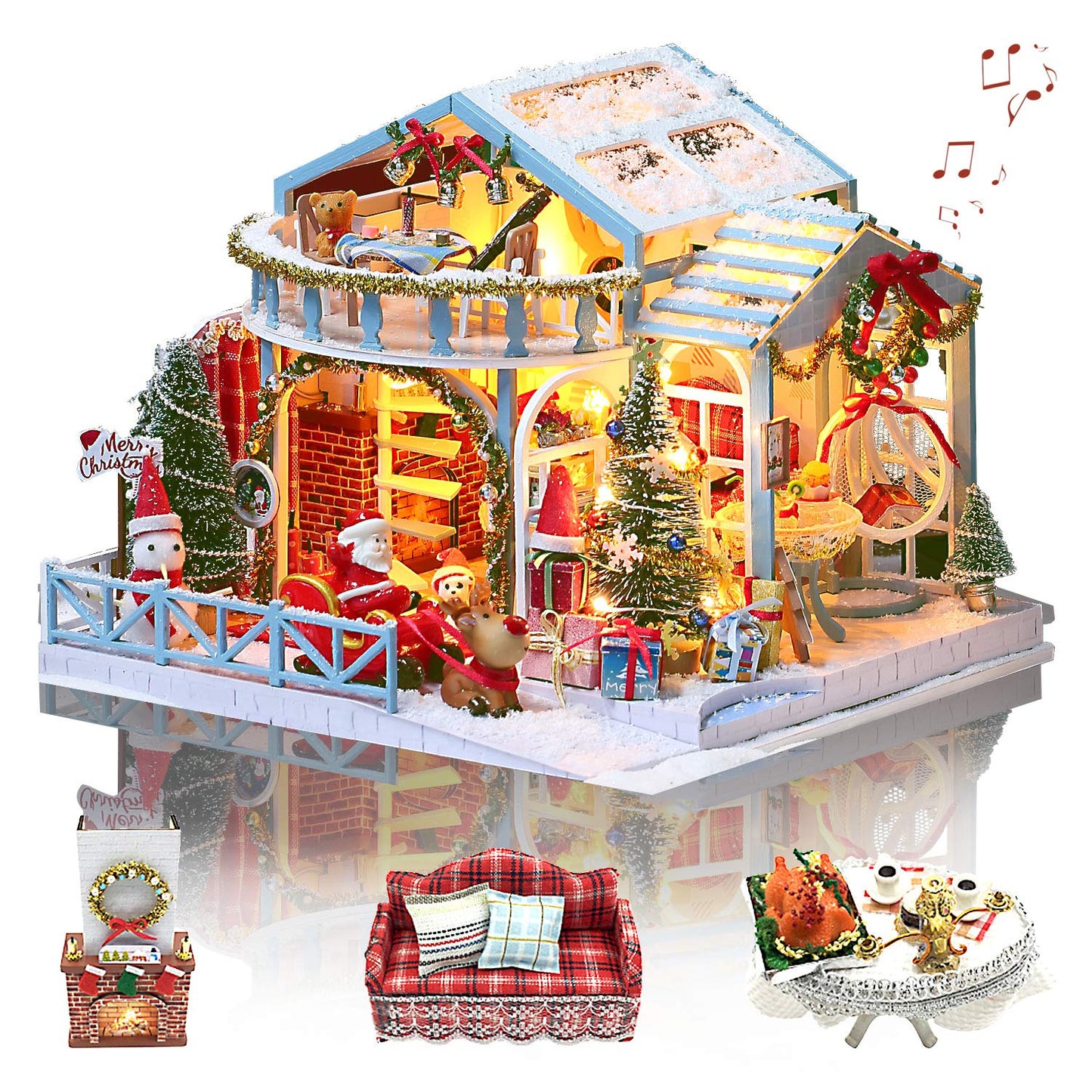 GuDoQi DIY Miniature Dollhouse Kit  Tiny House kit with Music  Miniature House Kit 1:24 Scale  Great Handmade Crafts Gift for Birthday  Christmas Night