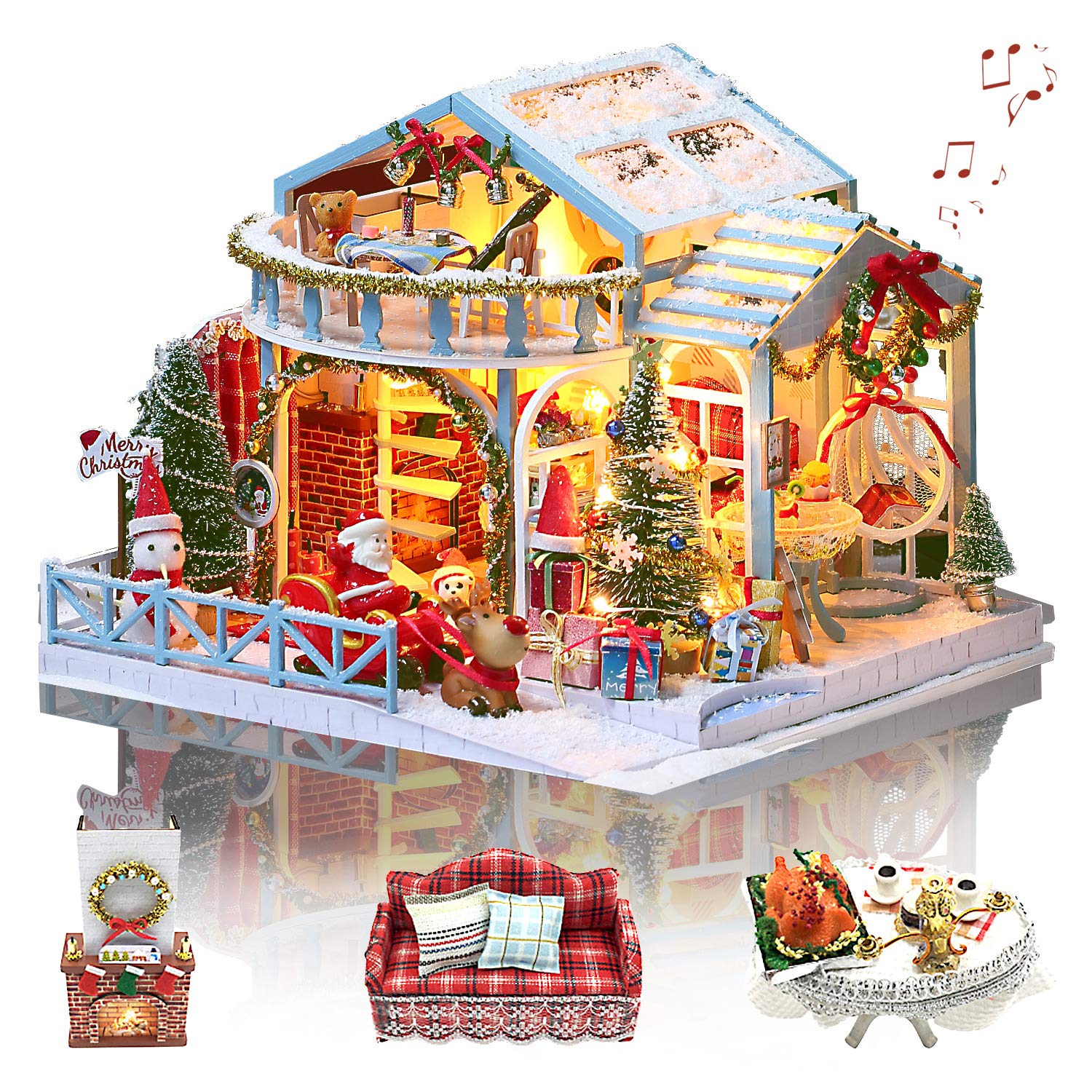 GuDoQi DIY Miniature Dollhouse Kit  Tiny House kit with Music  Miniature House Kit 1:24 Scale  Great Handmade Crafts Gift for Birthday  Christmas Night
