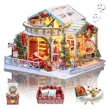 GuDoQi DIY Miniature Dollhouse Kit  Tiny House kit with Music  Miniature House Kit 1:24 Scale  Great Handmade Crafts Gift for Birthday  Christmas Night