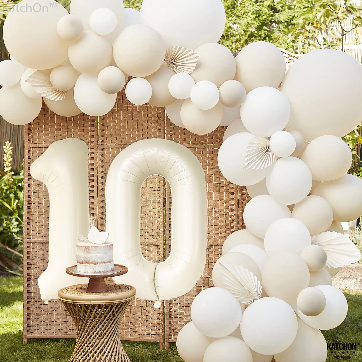 Katchon, Giant Cream 10 Balloon Number - 40 Inch | 10Th Birthday Decorations | Cream 10Th Birthday Balloons For 10 Birthday Decorations Cream | Cream Number 10 Balloons