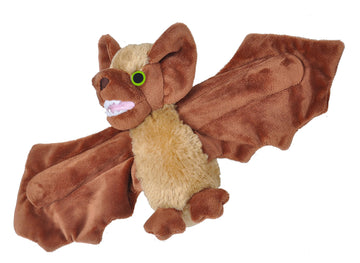 Wild Republic Huggers, Brown Bat Plush Toy, Slap Bracelet Stuffed Animal, Kids Toys, 8 Inches