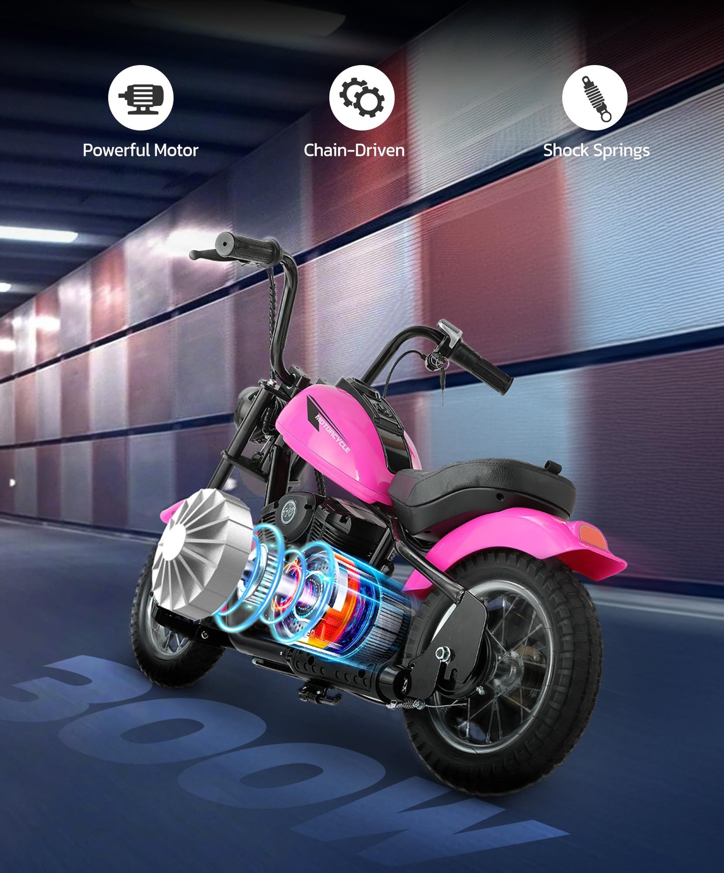 Elemara Electric Dirt Bike, 24V Ride On Toy For Big Kids,15 Mph & 150Lb Max, Kids Motorcycle W/Raised Handlebars, Power Display, Twist-Grip Throttle,Shock Springs, Key Start,Handbrake, 12' Tires-Pink