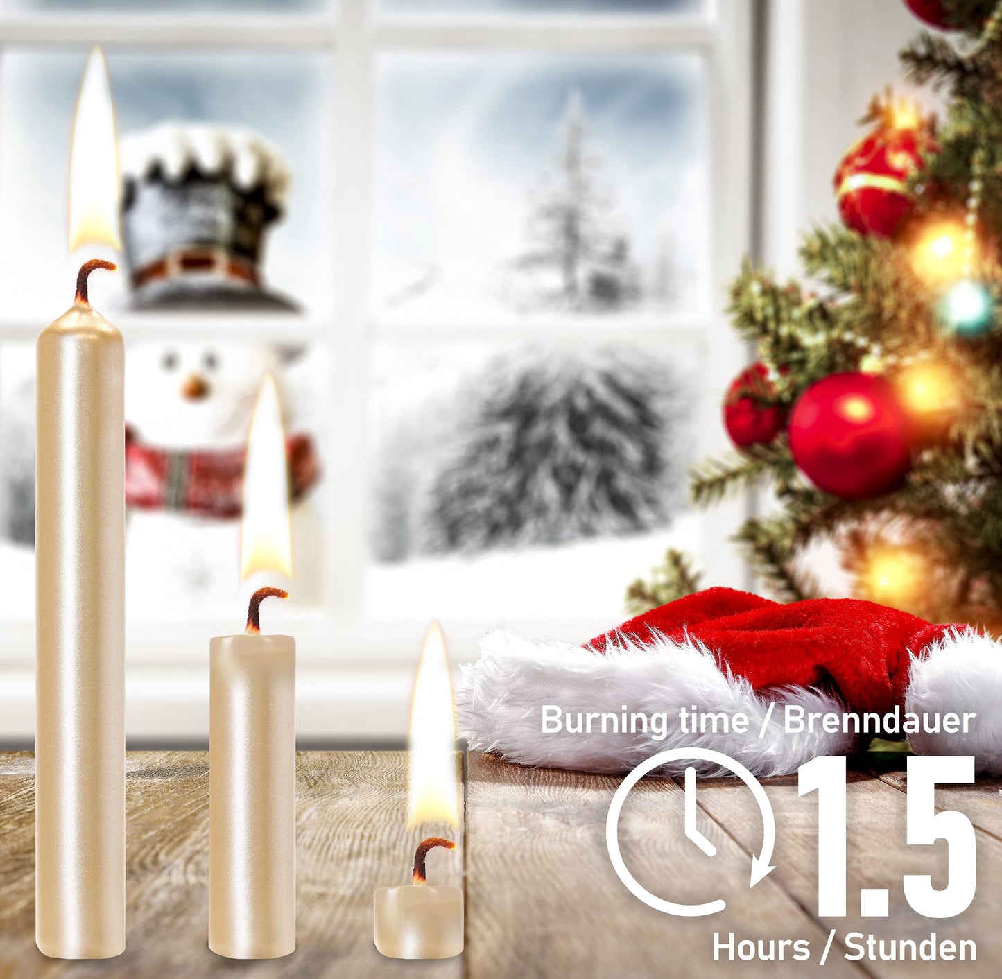 BRUBAKER Tree Candles - Pack of 20 - Pale Gold - 3 x  Inches - Made in Europe - Christmas Wax Candles for Pyramids, Carousels &