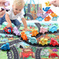 Crelloci 22Pcs Magnetic Wooden Train Set, Dinosaur Toys With Playmat/Storage Bag, Montessori Educational & Preschool Learning Car Toys, Gift For Toddlers, Boys, Girls