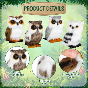 Hydren 8 Pieces Valentines Day Gifts Mini Stuffed Owl Plush Toy 3.2 Inch Soft Owl Stuffed Animal Gray Snowy Owl Plush White Owl