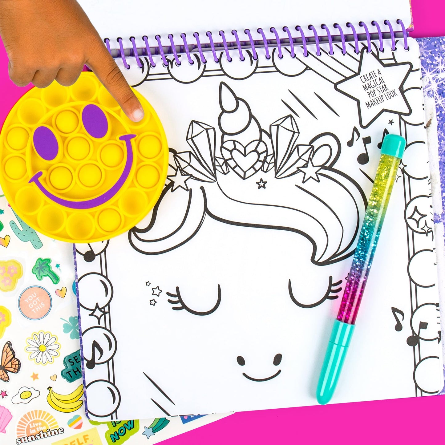 Just My Style Pop & Color Sketchbook Set for Kids, Medium, Multi, Includes Stickers & Mindfulness Activities, Model 214455