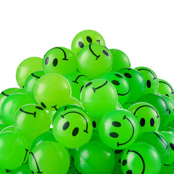 Bedwina Bulk Bouncy Balls Glow In The Dark - 144 Pcs (1Inch / 27Mm) Diameter, High Bouncing, Small Rubber Smile Face Bouncing Balls For Kids, Vending Machines, Party Favor