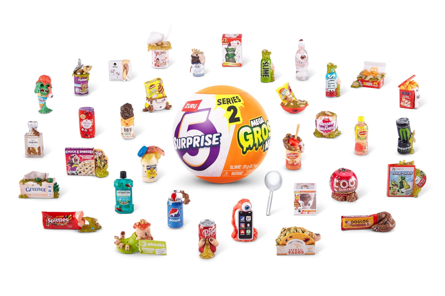 5 Surprise Mega Gross Minis Series 2 by ZURU - Collectible Mini Toys, 2 Pack, Plastic, Mystery Slime, Model 77568