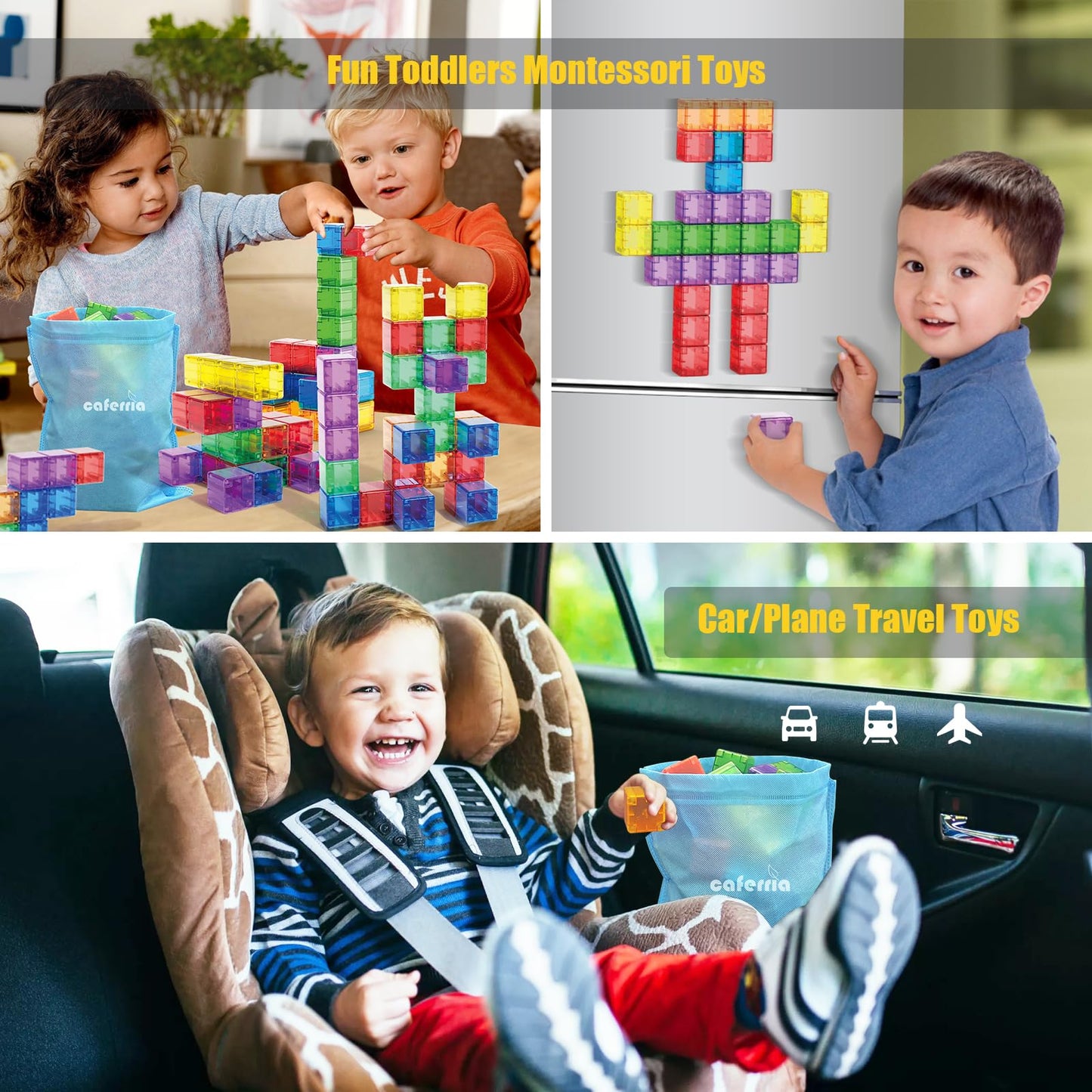 48Pcs Magnetic Blocks - 1.38 Inch Building Blocks For Toddlers, Stem Building Toys For Kids, Montessori Toys For 2 3 4 5 6+ Year Old, Magnet Sensory Travel Toys Christmas Birthday Gifts For Boys Girls
