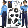 Luucio Kids Police Officer Costume, Blue Polyester, 120-130 (5-7Y), with Accessories, Halloween Dress-up for Boys