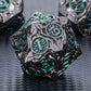 Kerwellsi 7Pcs Metal Dnd Dice Set D&D With Gift Box, Nature Vines Leaf Polyhedral Dungeons And Dragons D And D Dice, Handmade Bl