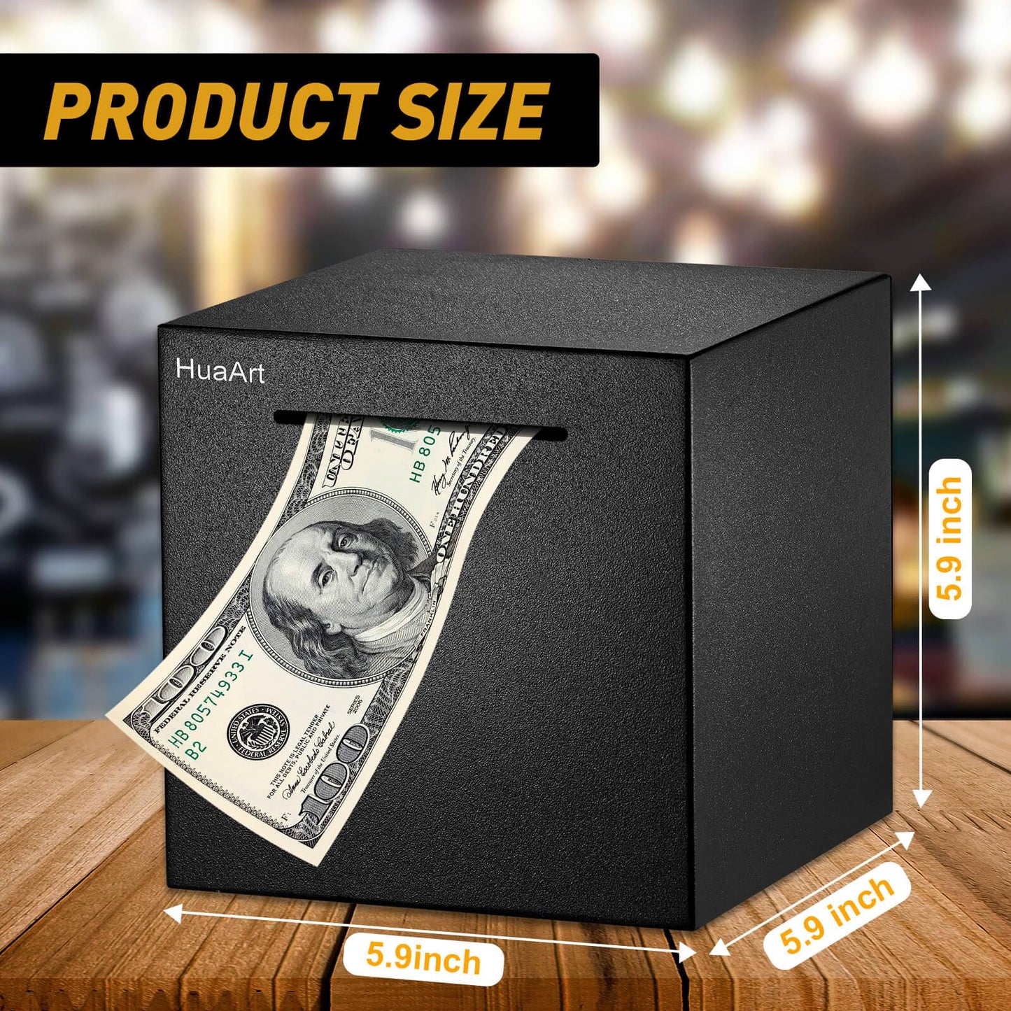 Piggy Bank For Adults,Safe Piggy Bank Made Of Stainless Steel,Can Only Save The Piggy Bank That Cannot Be Taken Out(5.9 Inch-Bla