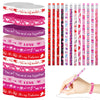 emzrivo 48Pcs Valentines Day Party Favors 24 Valentine Pencils Bulk 24 Valentine Silicone Bracelets Rubber Wristbands Valentine