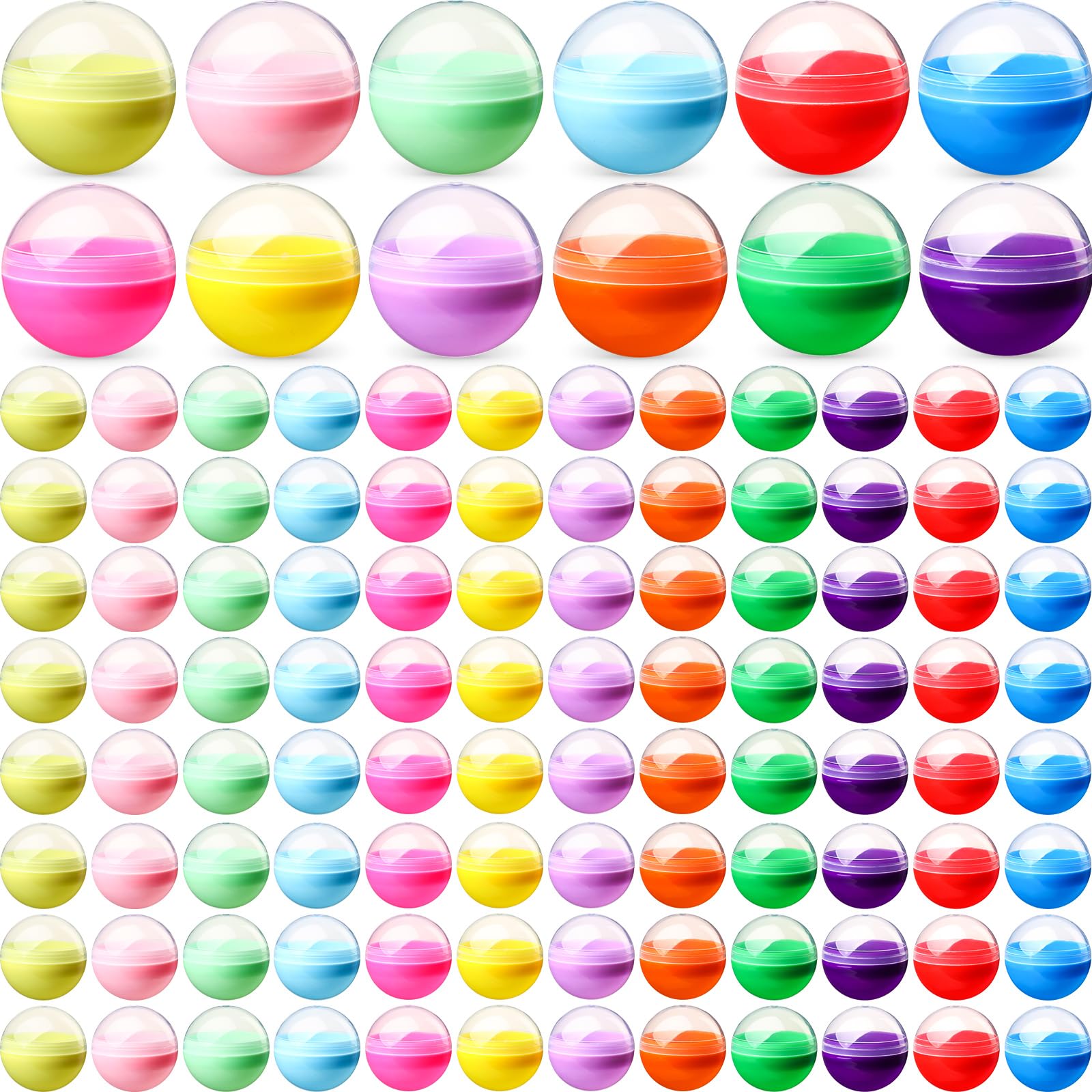 MiniInflat 300 Pcs 2 Inch Empty Vending Machine Capsules Colored Round Capsules Toy Bulk Gumball Machines Plastic Balls Small Pl