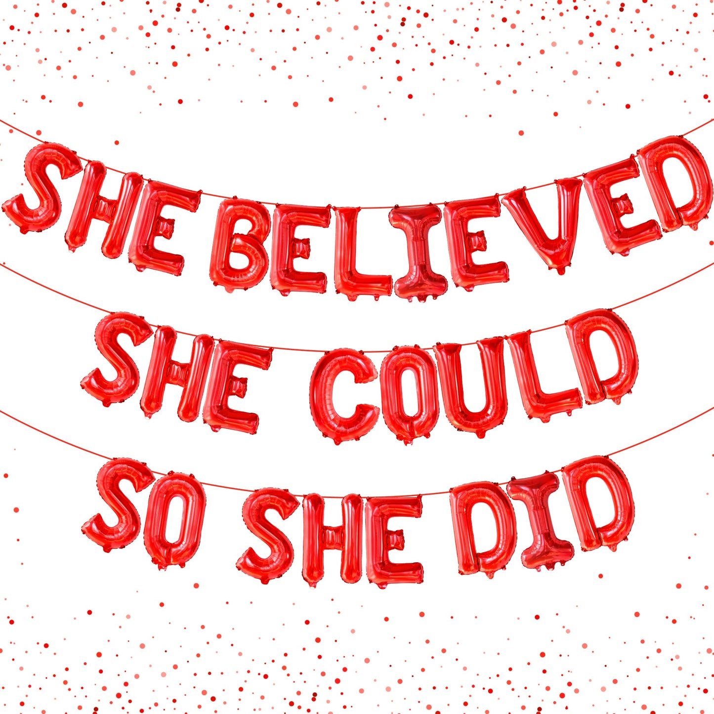 Katchon, Red She Believed She Could So She Did Balloons - 16 Inch | Congrats Balloons For Congratulations Decorations | Graduation Balloons Class Of 2025 For Graduation Decorations Class Of 2025