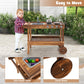 Costzon Mud Kitchen, Outdoor Play Kitchen With Sink, Faucet, Stoves And Cooking Accessories, Storage Shelf, Toddler Wooden Rolli