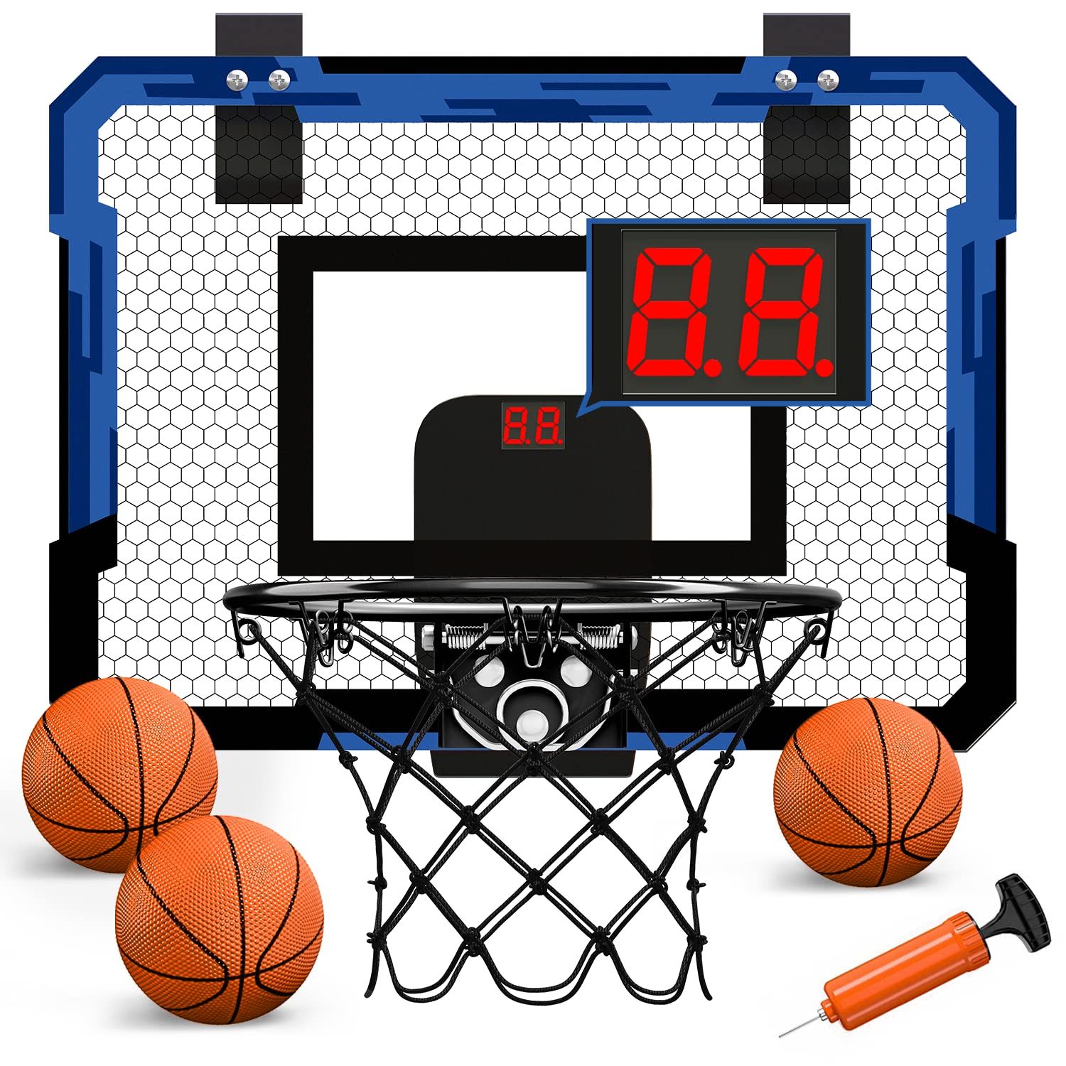 Qdragon Mini Basketball Hoop, Over The Door For Indoor, With 3 Balls/Inflator/Breakaway Rim, Toy Gifts For Kids And Adults