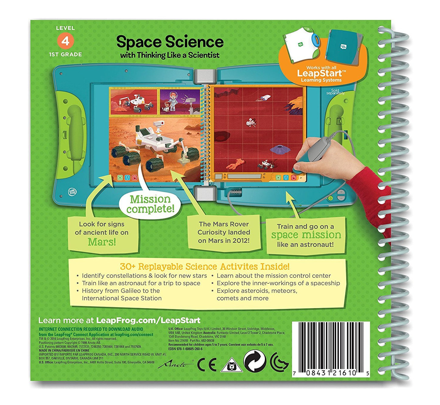 LeapFrog LeapStart 1st Grade Activity Book - Space Science, Cardboard, Multicolor, Model 80-21610E