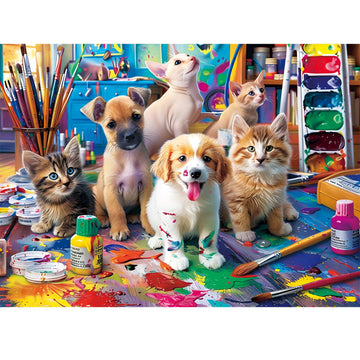 300 Piece Puzzle For Adults Jigsaw Puzzles Dog Puzzles 300 Pieces For Adult Kids Ages 8-10 10-12 Recycled Cardboard Adult Puzzles Game Birthday Gift Family Challenging Game 20.5X15In