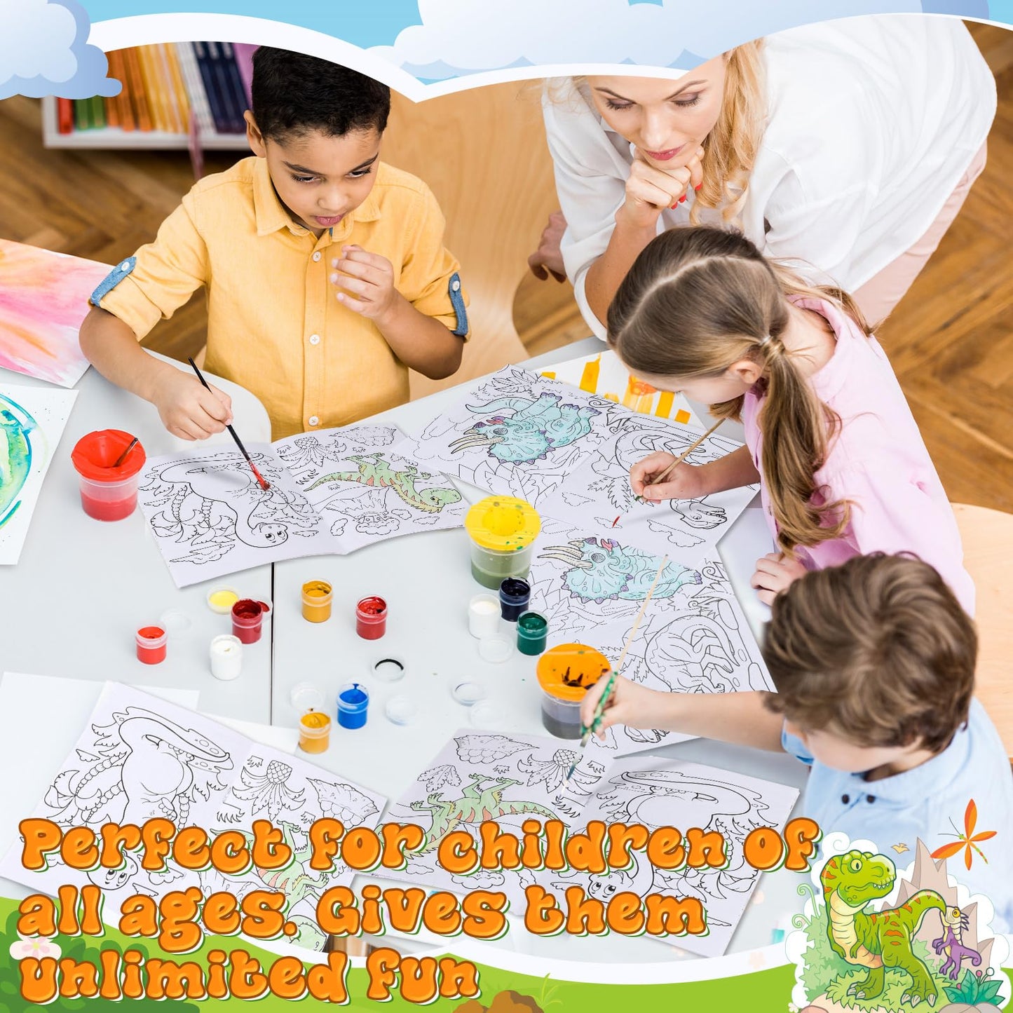 Fulmoon 24 Pcs Mini Dinosaur Coloring Books Dinosaur Party Favors Dino Coloring Book Total 336 Pages Painting Drawing Creative A