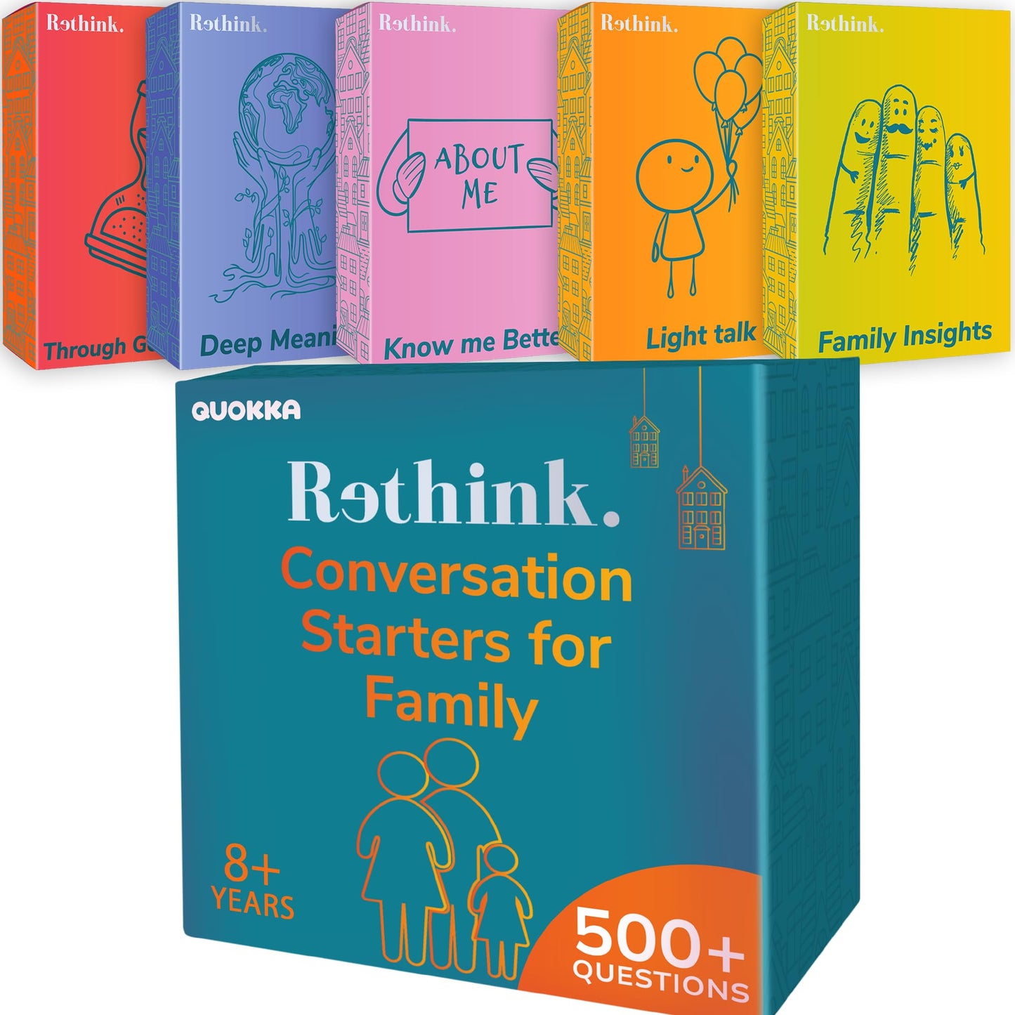 Quokka Conversation Cards Game - Family Edition | 500 Questions | Premium Version | Share Thoughts - Fun Talking Board Game For Family Night
