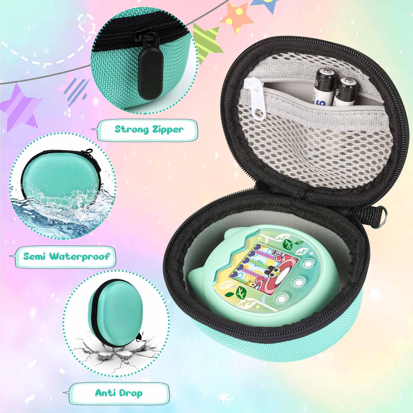 Meetikar Carrying Case And Silicone Cover Compatible With Tamagotchi Pix Virtual Pet Game Machine, (5-In-1) Silicone Cover For T