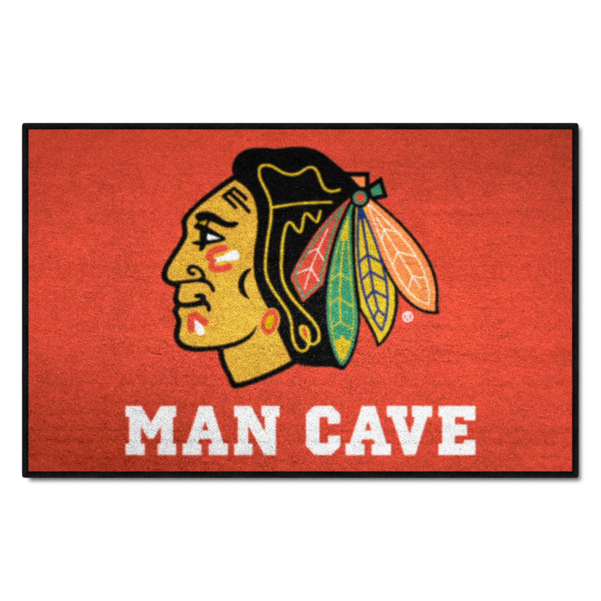 FANMATS 14410 NHL - Chicago Blackhawks Man Cave Starter Mat Accent Rug - 19in. x 30in. | Sports Fan Home Decor Rug and Tailgatin