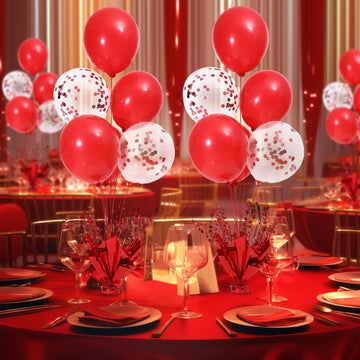 4 Set Red Christmas Table Balloons Centerpiece Stand Kit With Red And Confetti Balloons For Birthday Party Baby Shower Valentine'S Day Wedding Prom Graduation Table Decorations