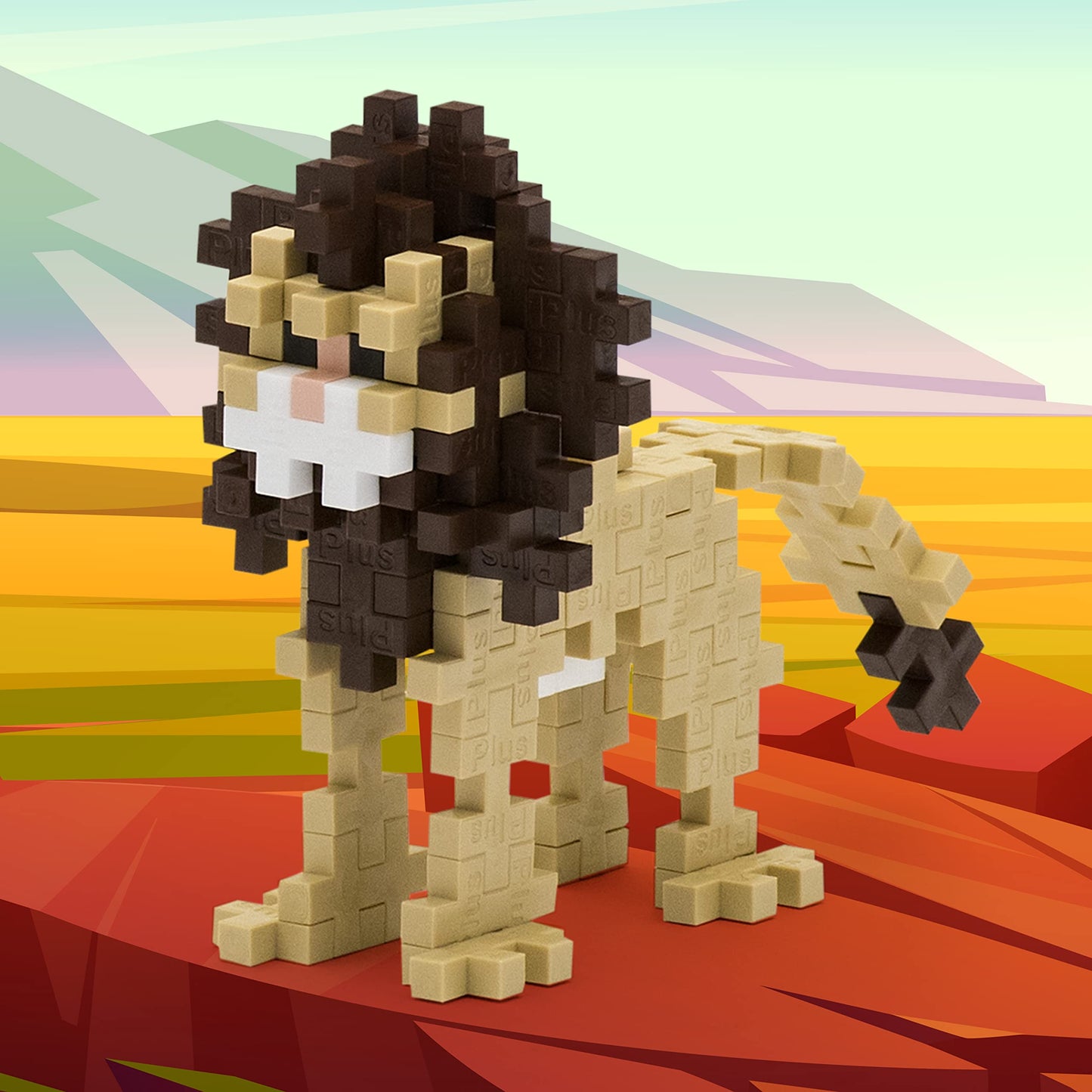 Plus Plus 3D Animal Figure Building Block Set, 70 Mini Interlocking Puzzle Pieces, Fun Stem Toys For Kids - Lion Maker Tube