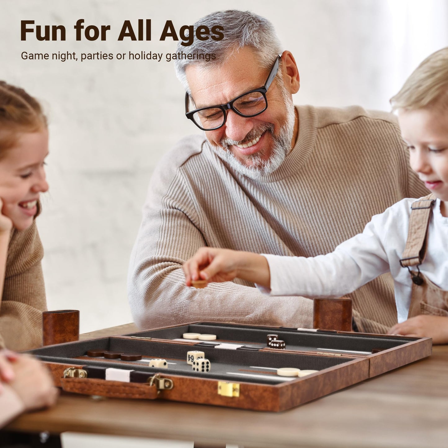 ropoda Backgn Board Game Set (15 Inches) for mature-themeds and Kids - Classic Board Strategy Game - Portable and Travel Backgn Set with enhanced Leather Case - Best Strategy & Tip Guide