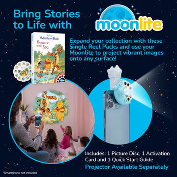 Moonlite Storytime Winnie The Pooh Bounce With Me Storybook Reel, A Magical Way To Read Together, Digital Story For Projector, Fun Sound Effects, Early Learning Gift For Kids Age 1 Year And Up