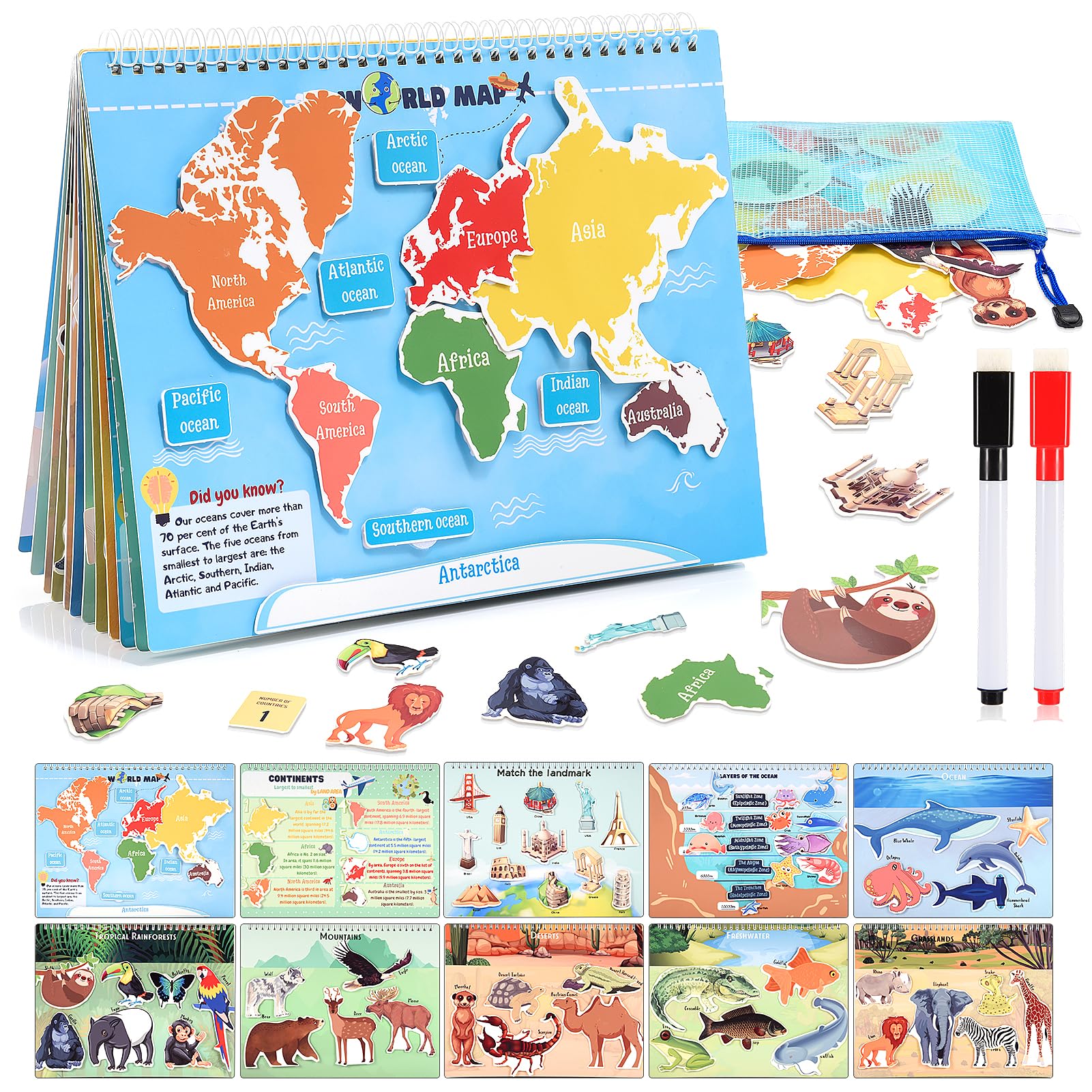 Wethcorp Learning Toys For 3-8 Geography Busy Book Sensory Toys For Boys 3-6 Learning Toys For Kids Boys 4-9 Preschool Learning